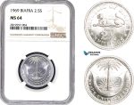 AB654-R, Biafra, 2 1/2 Shillings 1969, NGC MS64