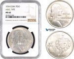 AB668, Cuba, "ABC" Peso 1934, Philadelphia, Silver, NGC MS62