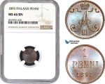 AB676-R, Finland (under Russia) Alexander III, 1 Penni 1893, NGC MS66, Pop 4/0