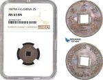 AB684-R, French Cochine-China, 2 Sapeque 1879-A, Paris, NGC MS63BN