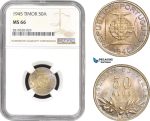 AB824, Timor (Portuguese) 50 Avos 1945, Silver, NGC MS66, Pop 3/0