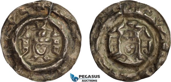 AB831, Bohemia, Premysl Ottokar II, Brakteat ND (1260-78) Silver (0.54g) Die crack, aXF
