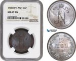 AB874, Finland (under Russia) Nicholas II, 10 Penniä 1900, NGC MS63BN