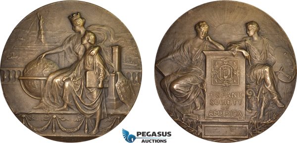 AB962, United States, Bronze Art Nouveau Medal 1906 (Ø76mm, 157g) by Fuchs, Hispanic Society of America