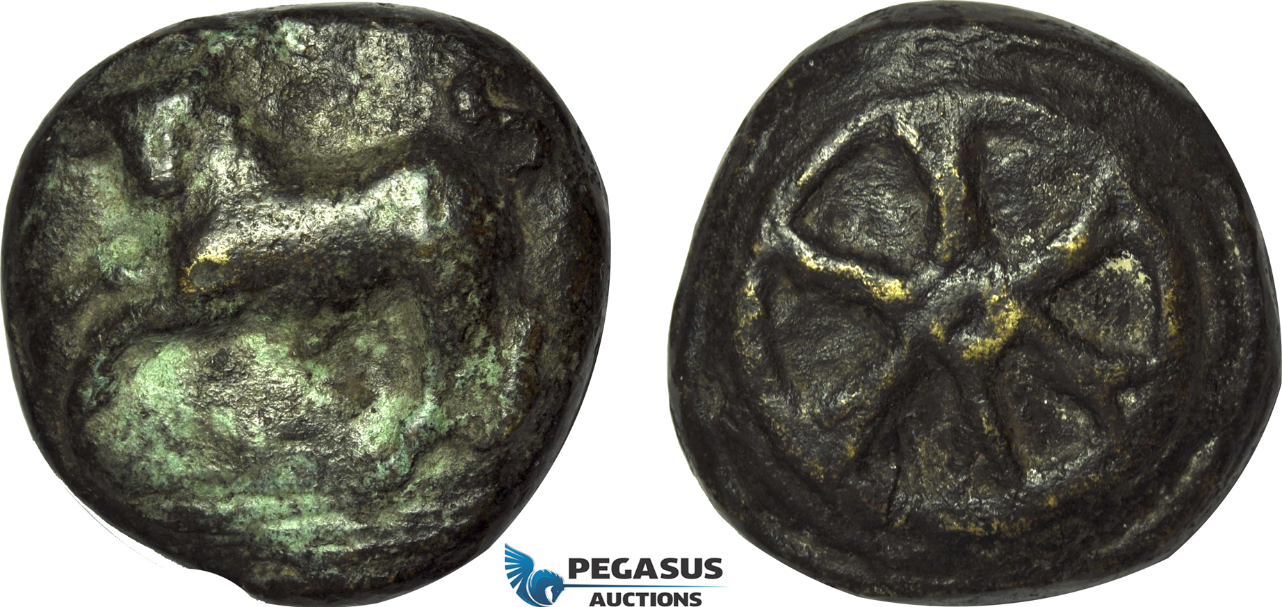 AB984, Roman Republic, Anonymous. Ca. 230 BC. Æ Aes Grave Triens (Ø42.5mm, 102g) Later Cast?