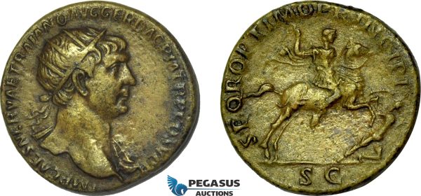 AB986, Roman Empire, Trajan (AD 98-117) Æ Dupondius (11.28g) Rome, AD 105-107., Dacian