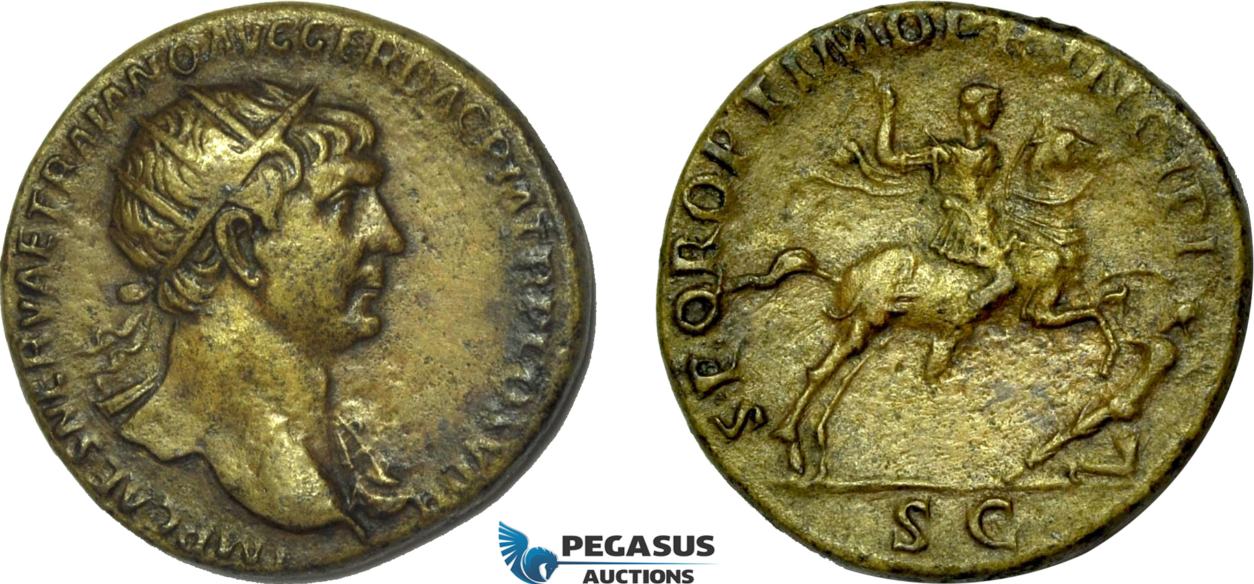 AB986, Roman Empire, Trajan (AD 98-117) Æ Dupondius (11.28g) Rome, AD 105-107., Dacian