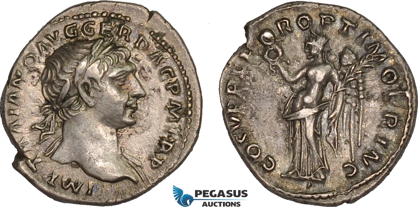 AB992, Roman Empire, Trajan (AD 98-117) AR Denarius (3.14g) Rome, AD 103-111., Victory