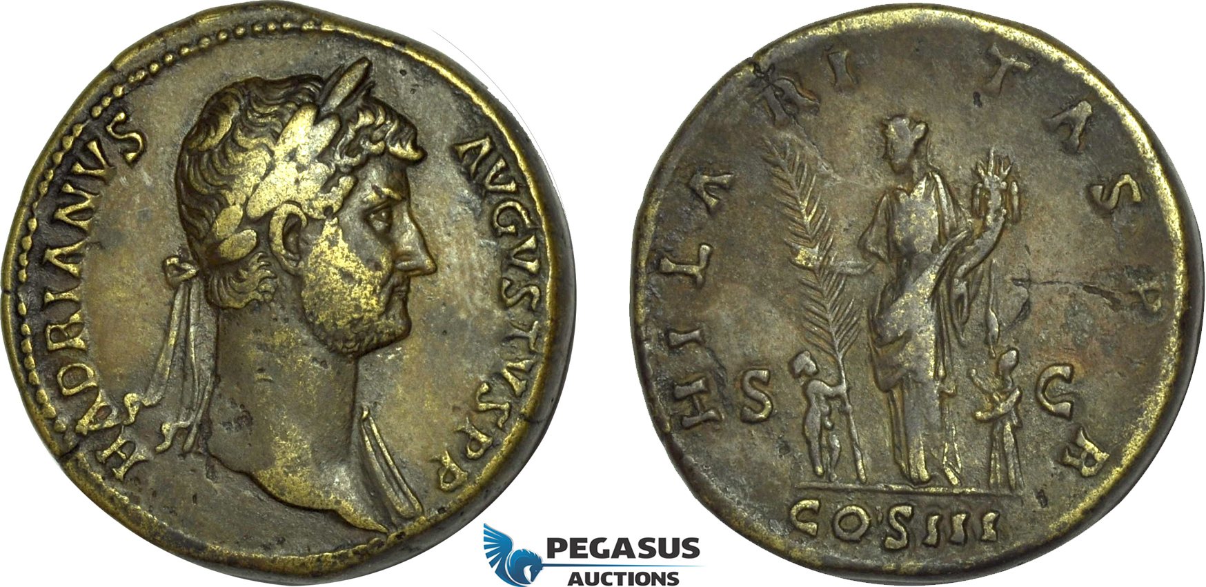 AB993, Roman Empire, Hadrian (AD 117-138) Æ Sestertius (26.03g) Rome, AD 128-132, Hilaritas