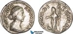 AC001, Roman Empire, Faustina II (AD 147-175) AR Denarius (3.24g) Rome, AD 161-164, Juno