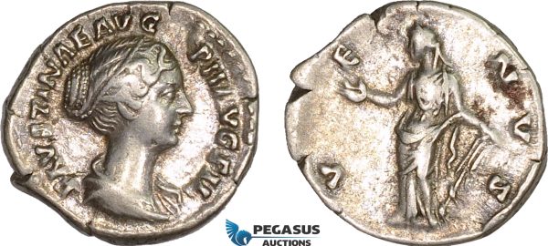 AC002, Roman Empire, Faustina II (AD 147-175) AR Denarius (3.16g) Rome, AD 161-164, Venus