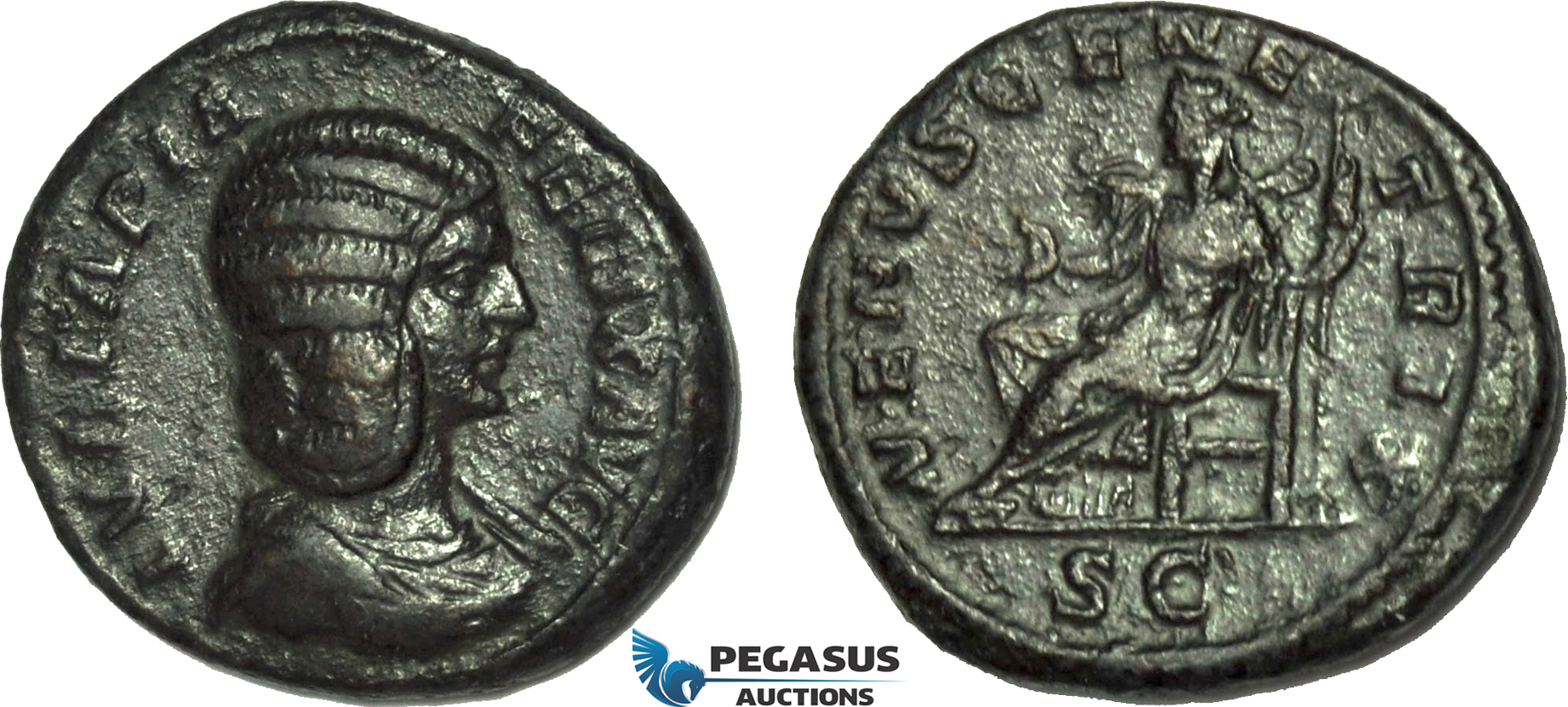 AC008, Roman Empire, Julia Domna (AD 211-217) Æ As (8.78g) Rome, AD 211, Venus