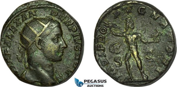 AC013, Roman Empire, Severus Alexander (AD 222-235) Æ Dupondius (8.25g) Rome, AD 232, Jupiter