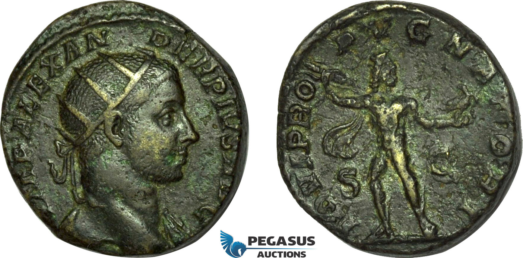 AC013, Roman Empire, Severus Alexander (AD 222-235) Æ Dupondius (8.25g) Rome, AD 232, Jupiter