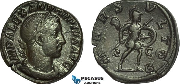 AC015, Roman Empire, Severus Alexander (AD 222-235) Æ Sestertius (19.59g) Rome, AD 232, Mars
