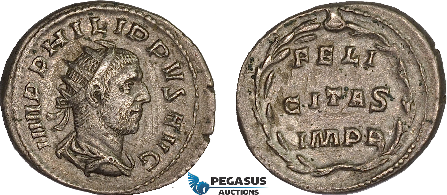 AC020, Roman Empire, Philip I Arab (AD 244-249) BL Antoninian (3.92g) Rome, AD 247-249, Felicitas