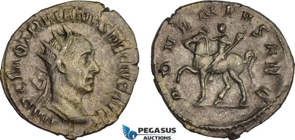 AC024, Roman Empire, Trajan Decius (AD 249-251) BL Antoninian (3.12g) Rome, AD 250, Emperor on horseback