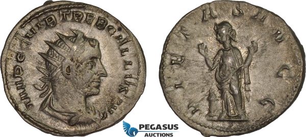 AC027, Roman Empire, Trebonianus Gallus (AD 251-253) BL Antoninian (3.09g) Rome, AD 252, Pietas