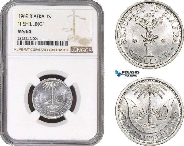 AC142, Biafra, 1 Shilling 1969, NGC MS64