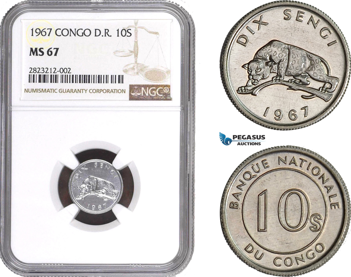 AC143-R, Congo Democratic Republic, 10 Sengi 1967, NGC MS67, Pop 1/0