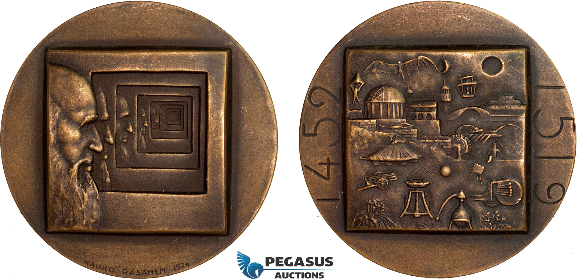 AC163, Finland, Bronze Medal 1974 (Ø59.4mm, 125g) by Rasanen, Leonardo da Vinci