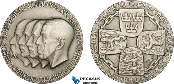 AC186, Sweden, Finland, Norway & Denmark, Silver Medal 1939 (Ø44.5mm, 43.7g) Stockholm