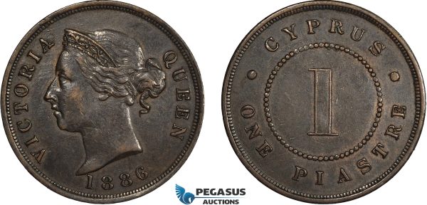 AC205, Cyprus, Victoria, 1 Piastre 1886, aXF