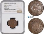 AC217, Argentina, Buenos Aires, 5/10 Real 1840, NGC MS63BN, Pop 2/0