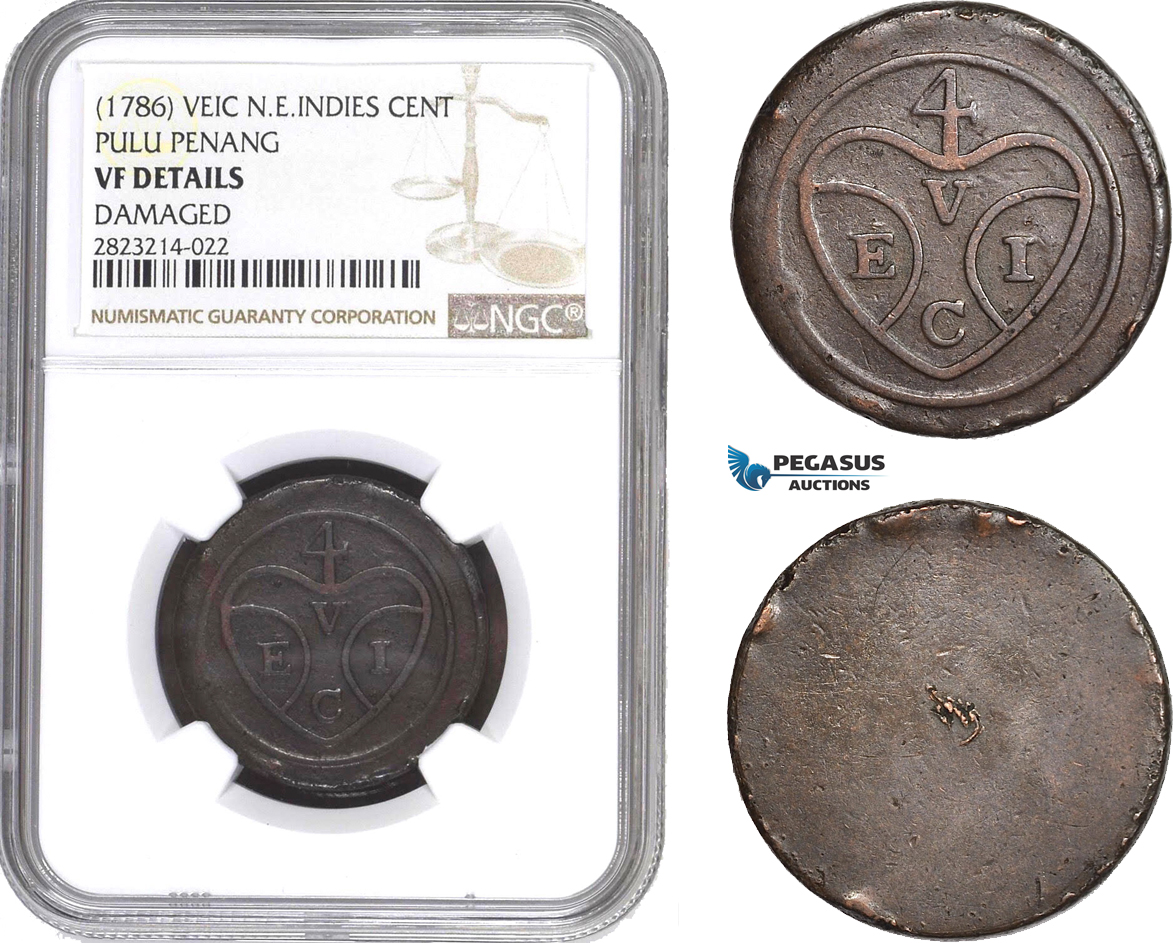 AC249, N. E. Indies (VEIC) Pulu Penang (Malaysia) Cent ND (1786) NGC VF Details