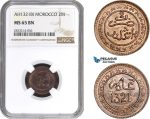 AC266, Morocco, Abd al-Aziz, 2 Muzunas AH1321-BI, Birmingham, NGC MS65BN, Pop 1/0