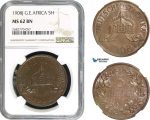 AC294, German East Africa, Wilhelm II, 5 Heller 1908-J, Hamburg, NGC MS62