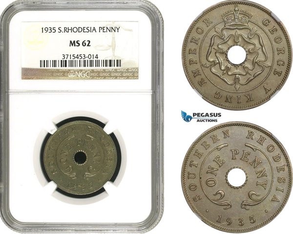 AC316, Southern Rhodesia, George V, Penny 1935, London, NGC MS62
