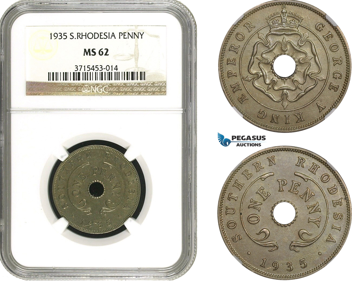 AC316, Southern Rhodesia, George V, Penny 1935, London, NGC MS62