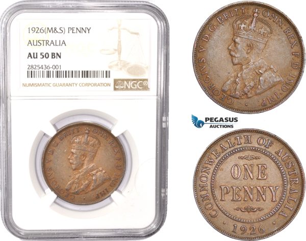 AC333, Australia, George V, 1 Penny 1926 (M&S) NGC AU50