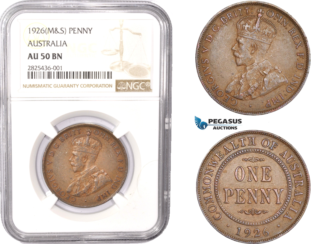 AC333, Australia, George V, 1 Penny 1926 (M&S) NGC AU50