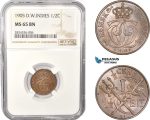 AC352, Danish West Indies, Christian IX, 2 1/2 Bit / 1/2 Cent 1905, Copenhagen, NGC MS65BN