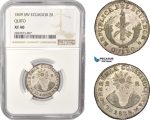 AC354, Ecuador, 2 Reales 1839 MV, Quito, Silver, NGC XF40