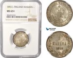 AC359, Finland (under Russia) Alexander III, 1 Markka 1892 L, Silver, NGC MS63+