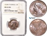 AC395, Italian Somaliland, Vittorio Manuele III, 2 Bese 1924-R, Rome, NGC MS65BN, Pop 1/0