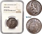 AC437, Sarawak, C. Brooke Rajah, 1 Cent 1884, NGC MS64BN, Pop 2/0