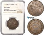 AC480-R, Saint Helena (British East India Company) Half Penny 1821, NGC AU55BN