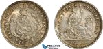AC648, Peru, 1/5 Sol 1874 YJ, Lima, Silver, Graffiti otherwise toned UNC
