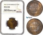 AC727, Morocco, Abd al-Aziz, 5 Mazunas AH1321, Birgmigham, NGC MS62RB, Pop 1/1