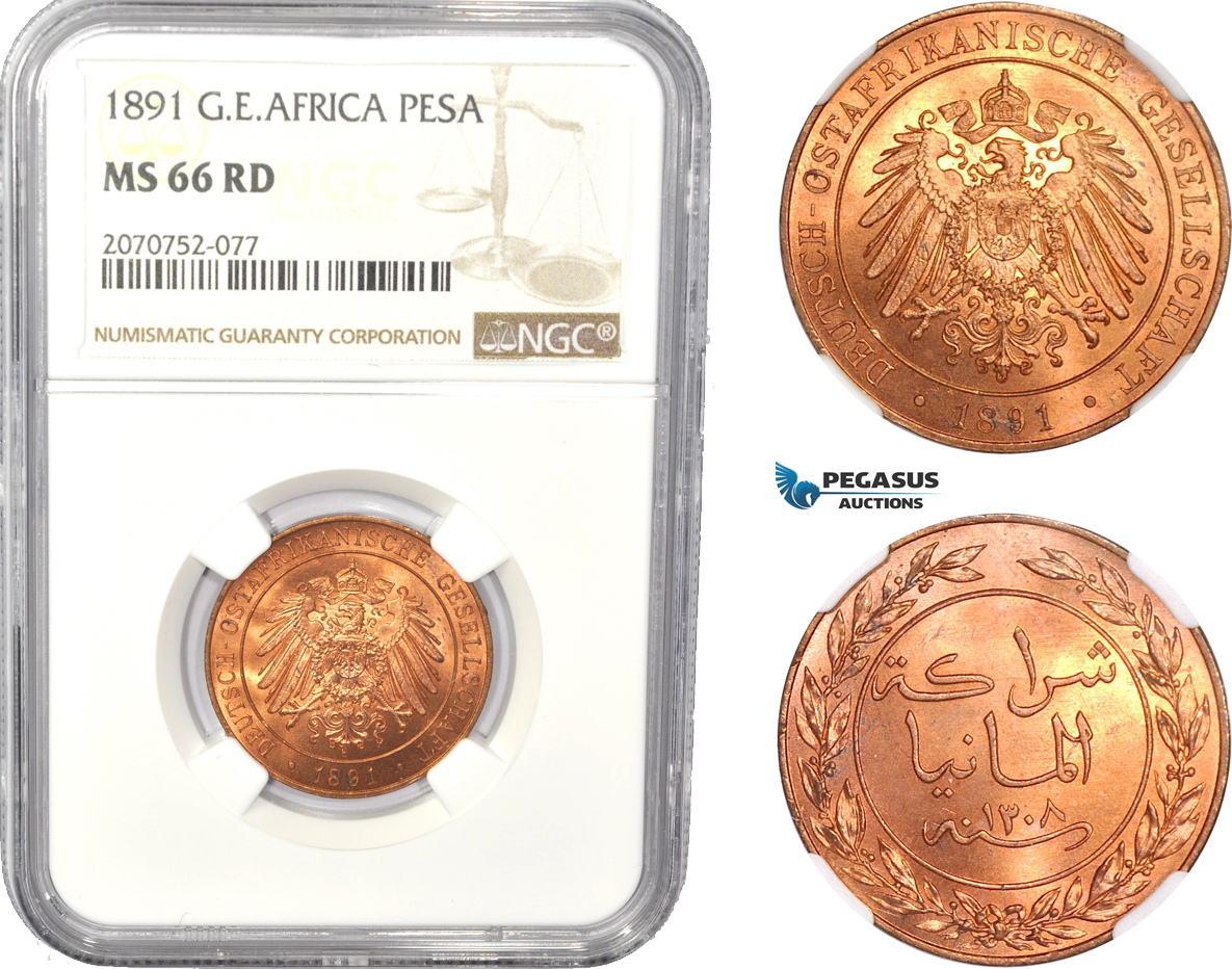 AC812, German East Africa (DOA) Pesa 1891, Berlin, NGC MS66RD