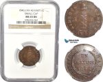AC814, Haiti, 1 Centime An 43 / 1846, Small Cap, NGC MS65BN, Pop 1/0