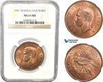 AC819, New Zealand, George V, 1 Penny 1941, NGC MS65RB, Pop 7/0