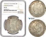 AC863, Colombia, Pre-Rebublican, 8 Reales 1821 Ba JF, Cundinamarca, Silver, NGC VF35