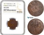 AC886, Venezuela, Caracas, 1/4 Real 1817 "Small Date" NGC AU55BN