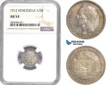 AC887, Venezuela, 1/2 Bolivar 1912, Paris, Silver, NGC AU53