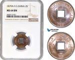 AC932, French Cochin-China, 2 Sapeque 1879-A, Paris, NGC MS64BN